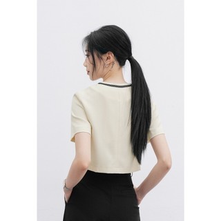 Áo Kiểu Nữ Croptop LAMER FASHION Trẻ Trung Áo Sơ Mi Cổ Tròn Nữ Dáng Suông V61B24H006 O61B25H003