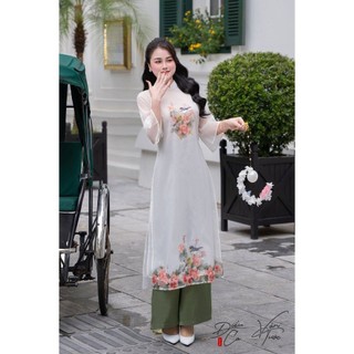 Áo Dài Cách Tân Nữ LAMER Dáng Suông Tay Lỡ 2 Tà Lụa Tơ Óng Đính Kết Thủ Công Áo Dài Vân Tước S61A23Q009