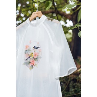 Áo Dài Cách Tân Nữ LAMER Dáng Suông Tay Lỡ 2 Tà Lụa Tơ Óng Đính Kết Thủ Công Áo Dài Vân Tước S61A23Q009