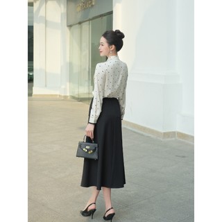Áo Sơ Mi Lụa Dáng Suông Áo Sơ Mi Công Sở Nữ Phối Nơ Thanh Lịch LAMER L61H25Q007