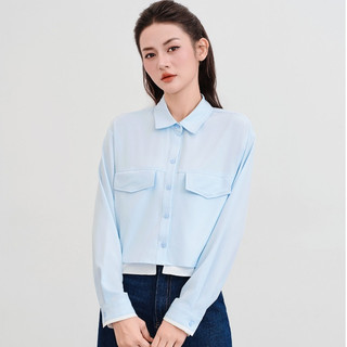 Áo Sơ Mi Nữ Dáng Croptop Vai Chờm Phối Màu VIEN TRAN V61H25Q005 O61H25Q008