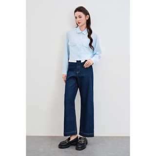 Áo Sơ Mi Nữ Dáng Croptop Vai Chờm Phối Màu VIEN TRAN V61H25Q005 O61H25Q008