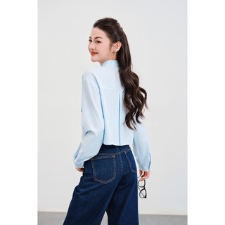 Áo Sơ Mi Nữ Dáng Croptop Vai Chờm Phối Màu VIEN TRAN V61H25Q005 O61H25Q008