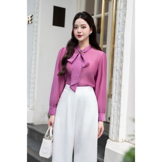 Áo Sơ Mi Nữ Cổ Nơ Thêu Chữ LAMER Hồng, Be Nữ Tính L61H25Q008