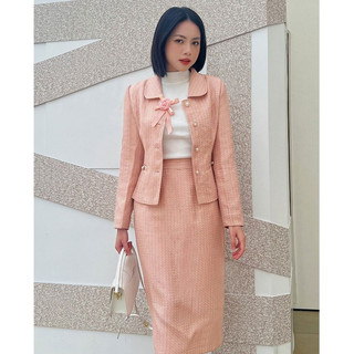Set vest dạ tweed cổ đính hoa LAMER  L65W23T012 L62I23T003
