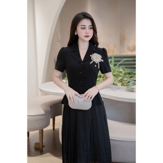 Đầm dạ hội dáng xòe phối Peplum cổ 2 ve đính hoa SHE'S BACK S63L24Q006