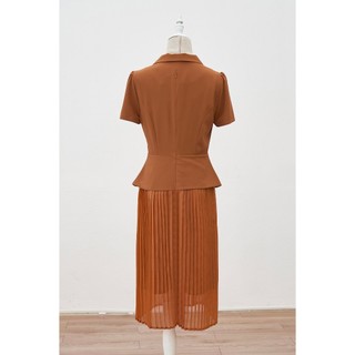 Đầm dạ hội dáng xòe phối Peplum cổ 2 ve đính hoa SHE'S BACK S63L24Q006
