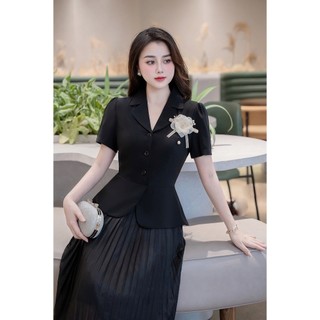 Đầm dạ hội dáng xòe phối Peplum cổ 2 ve đính hoa SHE'S BACK S63L24Q006