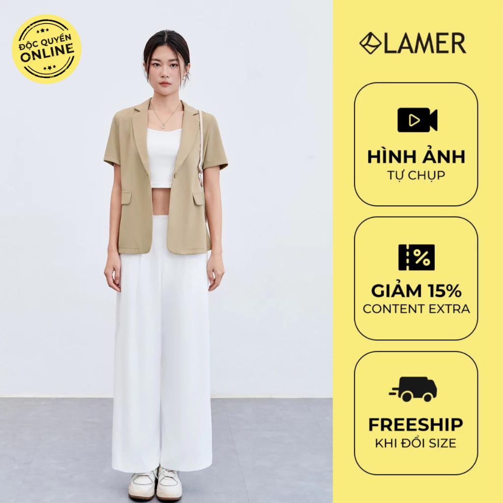 Ảnh Set Áo vest đờ mi cổ 2 ve phối Quần short ly súp LAMER O65D24H005, O64S24H003 2