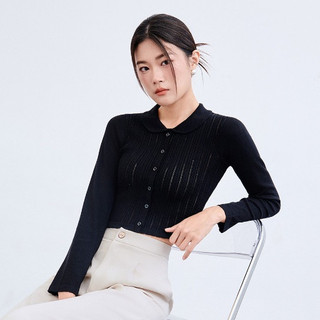 Áo len nữ VIEN TRAN dệt họa tiết, cổ peterpan V61W23T018
