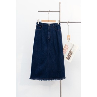 Chân Váy Jean Công Sở LAMER FASHION Nữ Dáng Dài Tua Gấu Có Túi V62M23Q009