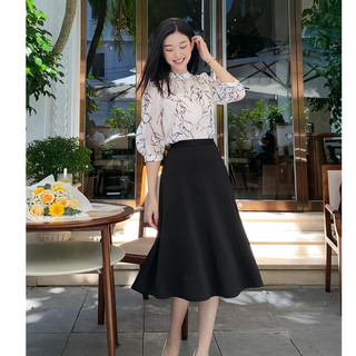Chân Váy Công Sở LAMER FASHION Dáng Xoè Dài Bổ Mánh Mí Gân Đứng Form Thanh Lịch O62L26Q001