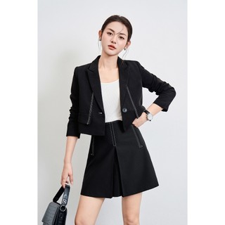 Áo Vest VIEN TRAN Cổ Hai Ve Dáng Ngắn Diễu Chỉ V65B23T016