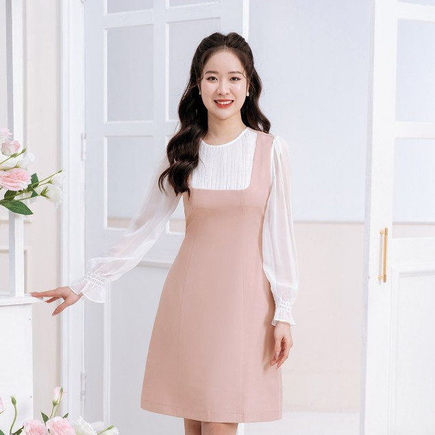 Ảnh Đầm Dáng A VIEN TRAN Tay Bồng Phối Voan V63R23Q004 1