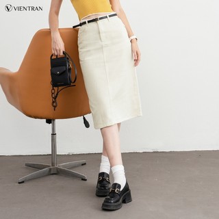 Chân Váy Jean Công Sở Nữ LAMER FASHION Midi Dáng A Xẻ Tà Sau Thanh Lịch Trẻ Trung V62I23Q008
