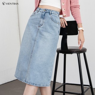 Chân Váy Jean Công Sở Nữ LAMER FASHION Midi Dáng A Xẻ Tà Sau Thanh Lịch Trẻ Trung V62I23Q008