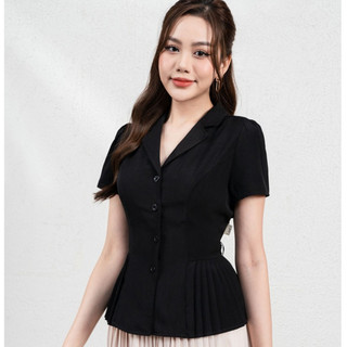 Áo Peplum LAMER Công Sở Áo Kiểu Nữ Chiết Eo L61H22H016 (Không Kèm Đai)