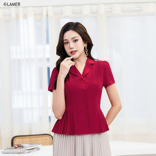 Áo Peplum LAMER Công Sở Áo Kiểu Nữ Chiết Eo L61H22H016 (Không Kèm Đai)