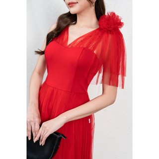 Đầm Dạ Hội SHE'S BACK Phủ Lưới Dáng Xòe S63L23Q004