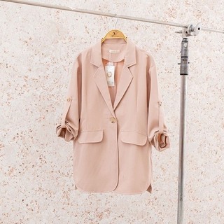 Áo Blazer Nữ Tay Lửng Dáng Suông VIENNE TRAN Áo Vest Nữ Công Sở Mùa Hè V65D20Q005