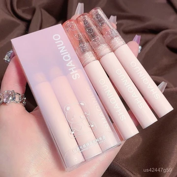 【Bộ son bóng hoàn chỉnh】Son môi Girly Bubble Bear, son bóng gương nước, son sáng cho sinh viên, không dính cốc, son môi
