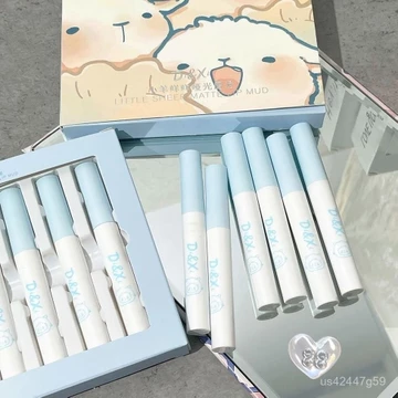 【6Chi Nhánh8.8】Bộ son môi Little Sheep Mea Mea Lip Mud Matte Velvet Mousse không phai màu, không dính cốc, son bóng ch00