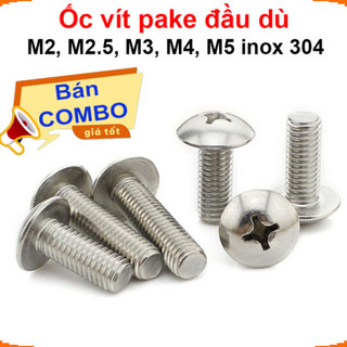 [Ưu đãi] (50 cái) Ốc vít pake đầu dù M3 inox 304 dài 6-15mm