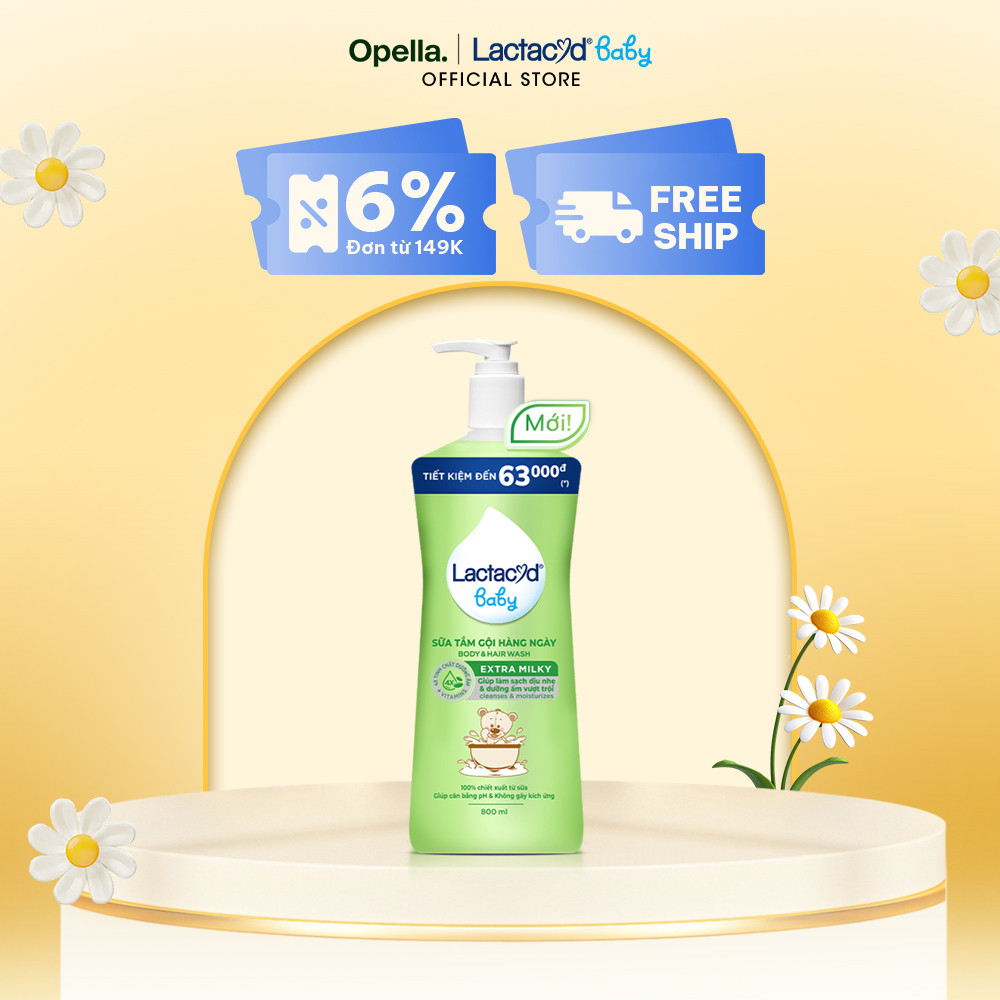 Ảnh Sữa Tắm Gội Trẻ Em Lactacyd Baby Extra Milky Làm Sạch Dịu Nhẹ và Dưỡng Ẩm Vượt Trội Size Jumbo 800ml 1