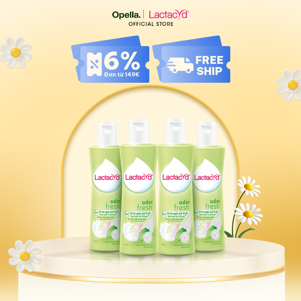 Ảnh Bộ 4 chai Dung Dịch Vệ Sinh Phụ Nữ Lactacyd Odor Fresh Ngăn Mùi 24H 250ml/chai 1