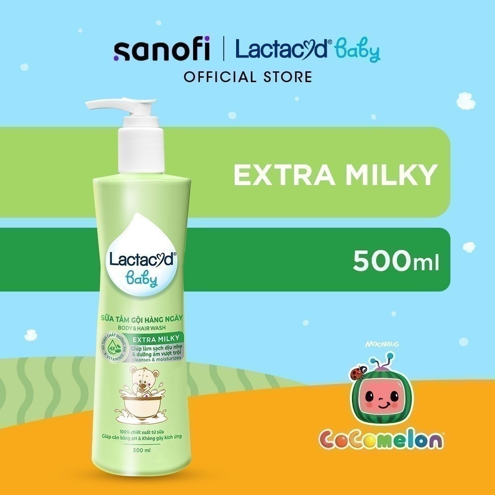 Ảnh Sữa Tắm Gội Trẻ Em Lactacyd Milky Bảo Vệ, Nuôi Dưỡng Da và Tóc Bé Vượt Trội 500ml 2