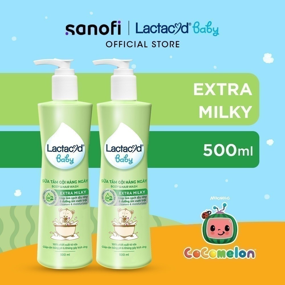 Ảnh Bộ 2 chai Sữa Tắm Gội Trẻ Em Lactacyd Baby Extra Milky Làm Sạch Dịu Nhẹ và Dưỡng Ẩm Vượt Trội 500ml/chai 2