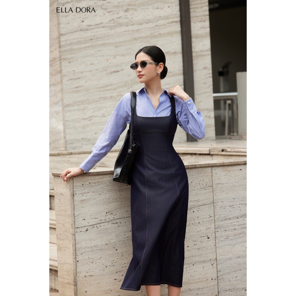 Đầm liền thân ELLA DORA dáng dài hai dây chất lụa bò form ôm thiết kế thanh lịch dễ mặc [D235]