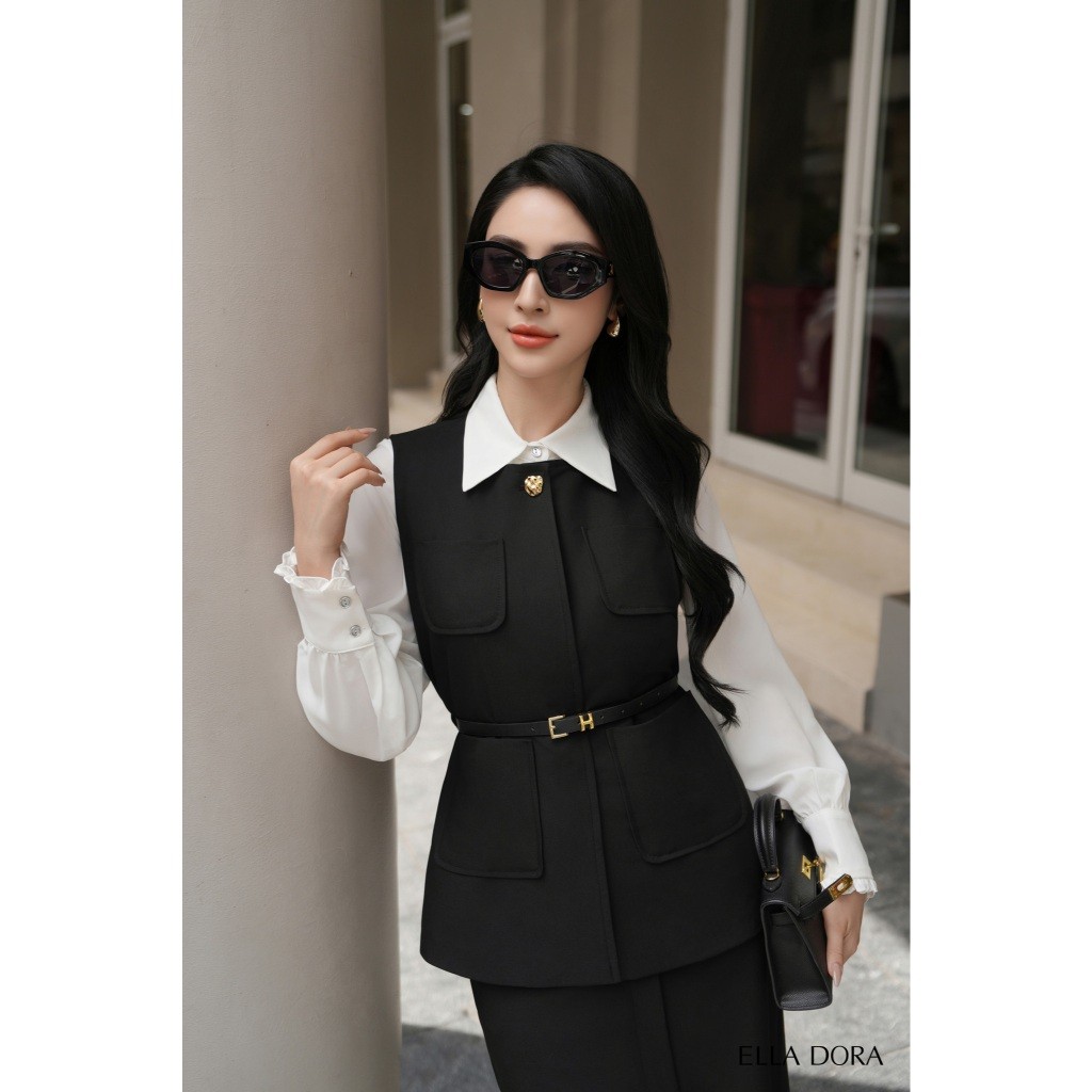 Set đồ công sở nữ ELLA DORA thiết kế 4 túi mix chân váy ôm form gọn tôn dáng thanh lịch [AK16+CV156]