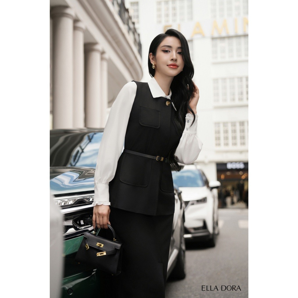 Set đồ công sở nữ ELLA DORA thiết kế 4 túi mix chân váy ôm form gọn tôn dáng thanh lịch [AK16+CV156]