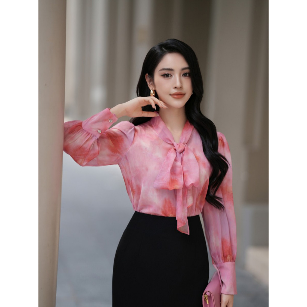 Áo sơ mi nữ ELLA DORA thiết kế nơ cổ dáng suông nhẹ hiện đại thanh lịch phong cách công sở [SM125]