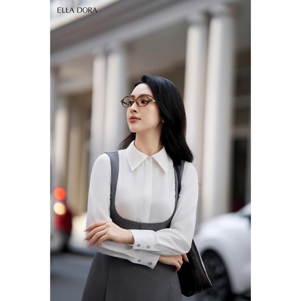 Áo sơ mi nữ ELLA DORA thiết kế nẹp giấu form suông mềm mại thanh lịch phong cách công sở [SM133]