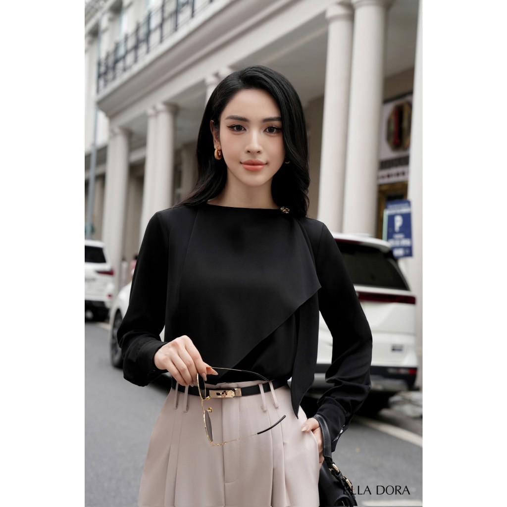 Quần âu nữ  ELLA DORA dáng suông có đai buộc lưng cao hack dáng sang trọng phong cách công sở [Q26]