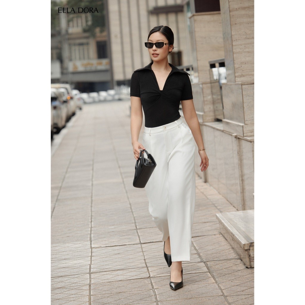 Áo thun polo nữ ELLA DORA thiết kế xoắn ngực form gọn tôn dáng trẻ trung thanh lịch 4 màu [AT33]