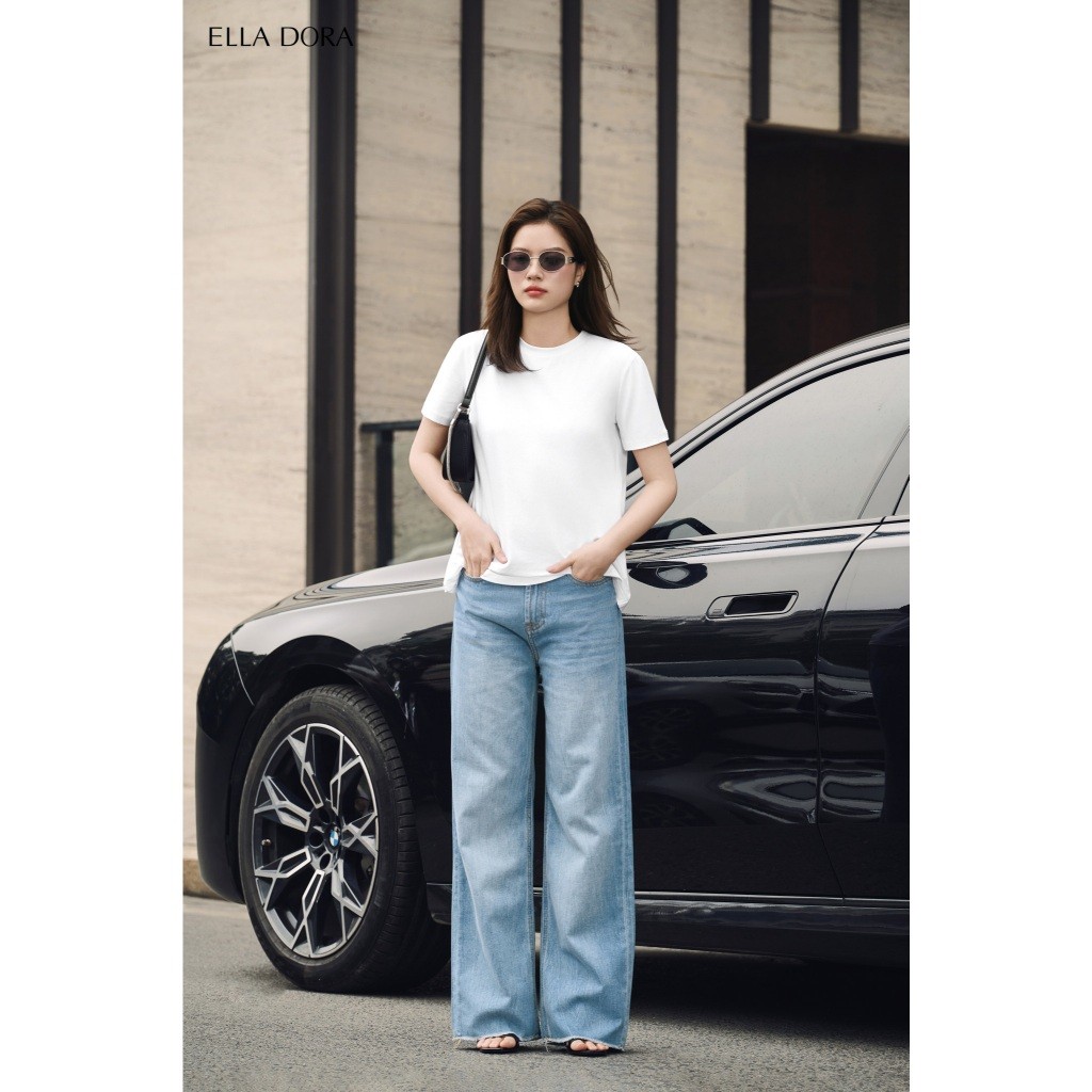 Áo thun nữ ELLA DORA form rộng thiết kế thanh lịch trẻ trung 4 màu TRẮNG/ ĐEN/ TÍM/ XANH [AT30]