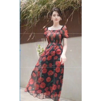 Đầm hoa nữ ELLA DORA thiết kế cổ vuông dáng xòe phong cách thanh lịch sang trọng [D56]