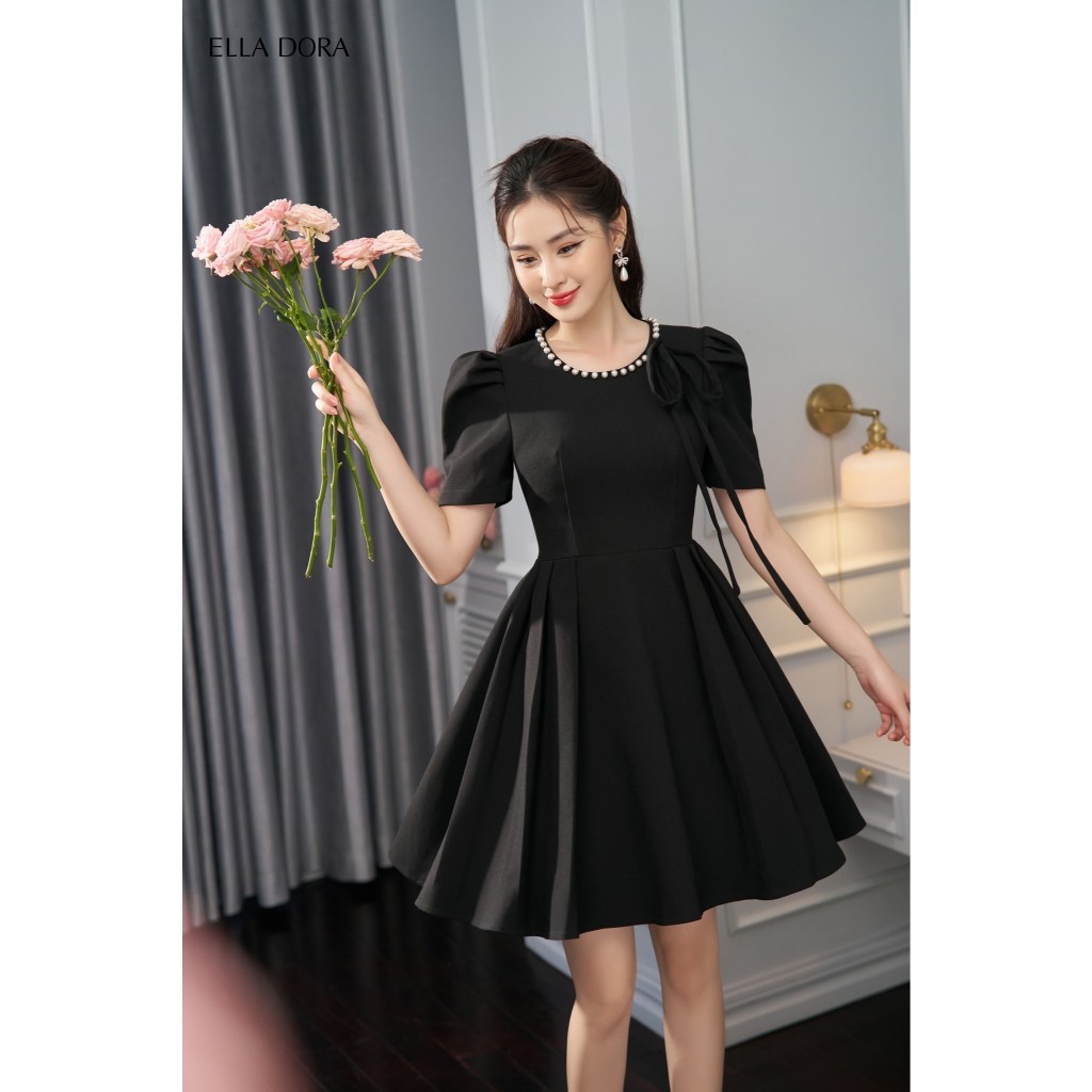Đầm ôm nữ ELLA DORA thiết kế cổ tròn đính ngọc tôn dáng thanh lịch sang trọng [D95]
