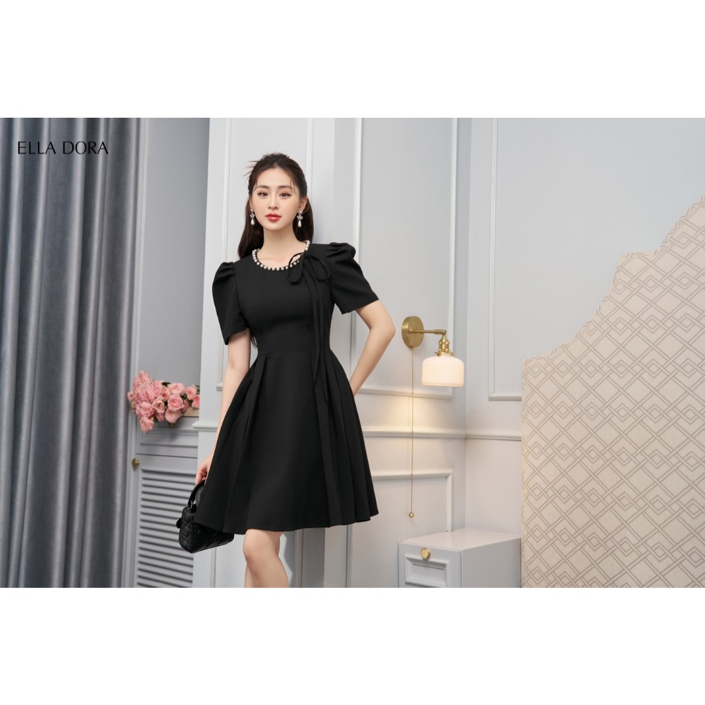 Đầm ôm nữ ELLA DORA thiết kế cổ tròn đính ngọc tôn dáng thanh lịch sang trọng [D95]