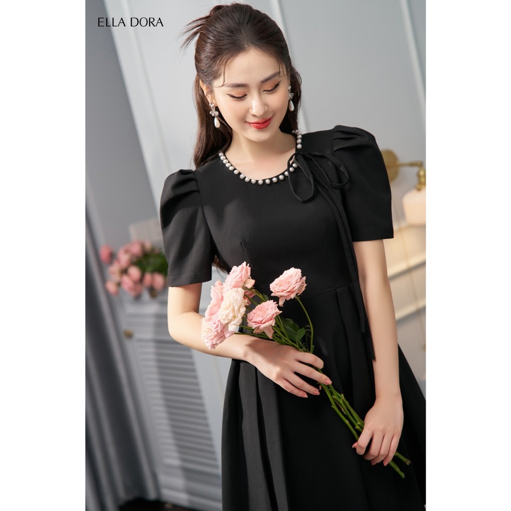 Đầm ôm nữ ELLA DORA thiết kế cổ tròn đính ngọc tôn dáng thanh lịch sang trọng [D95]