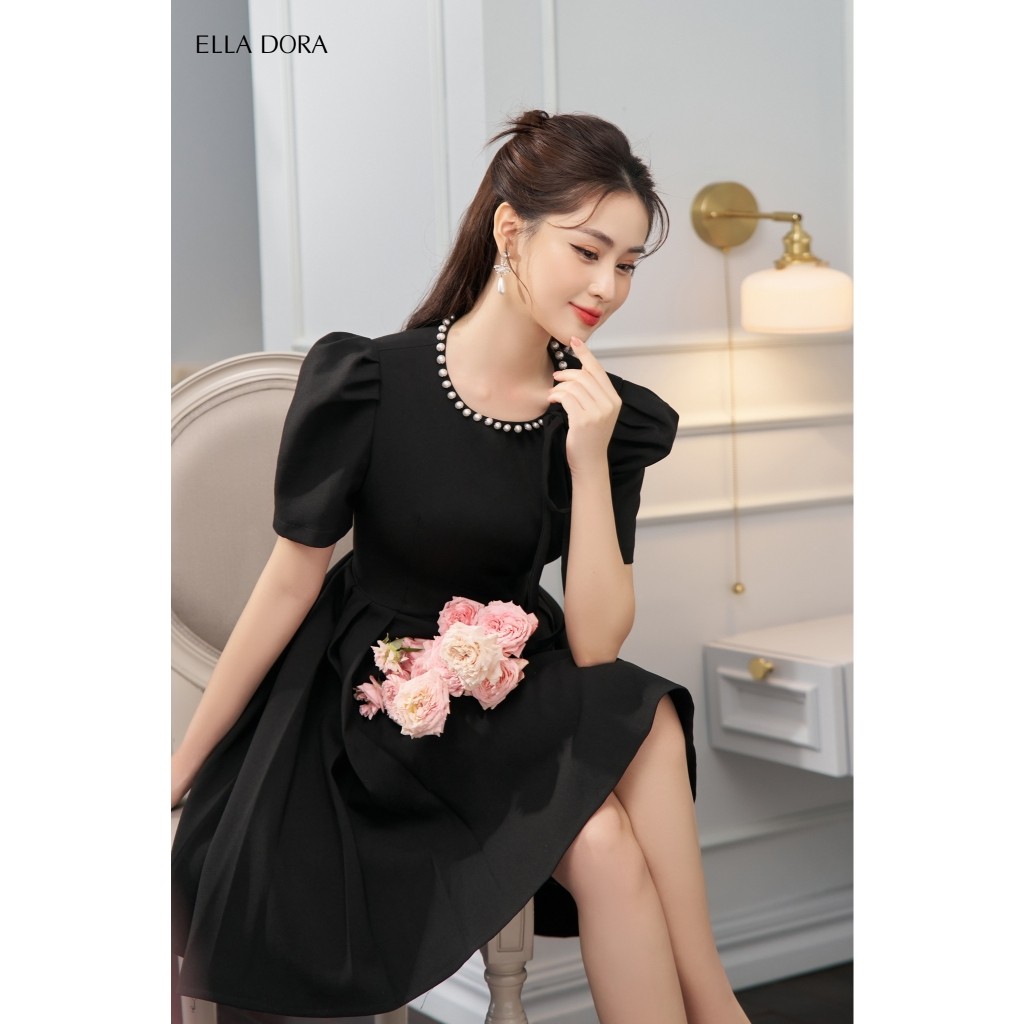 Đầm ôm nữ ELLA DORA thiết kế cổ tròn đính ngọc tôn dáng thanh lịch sang trọng [D95]