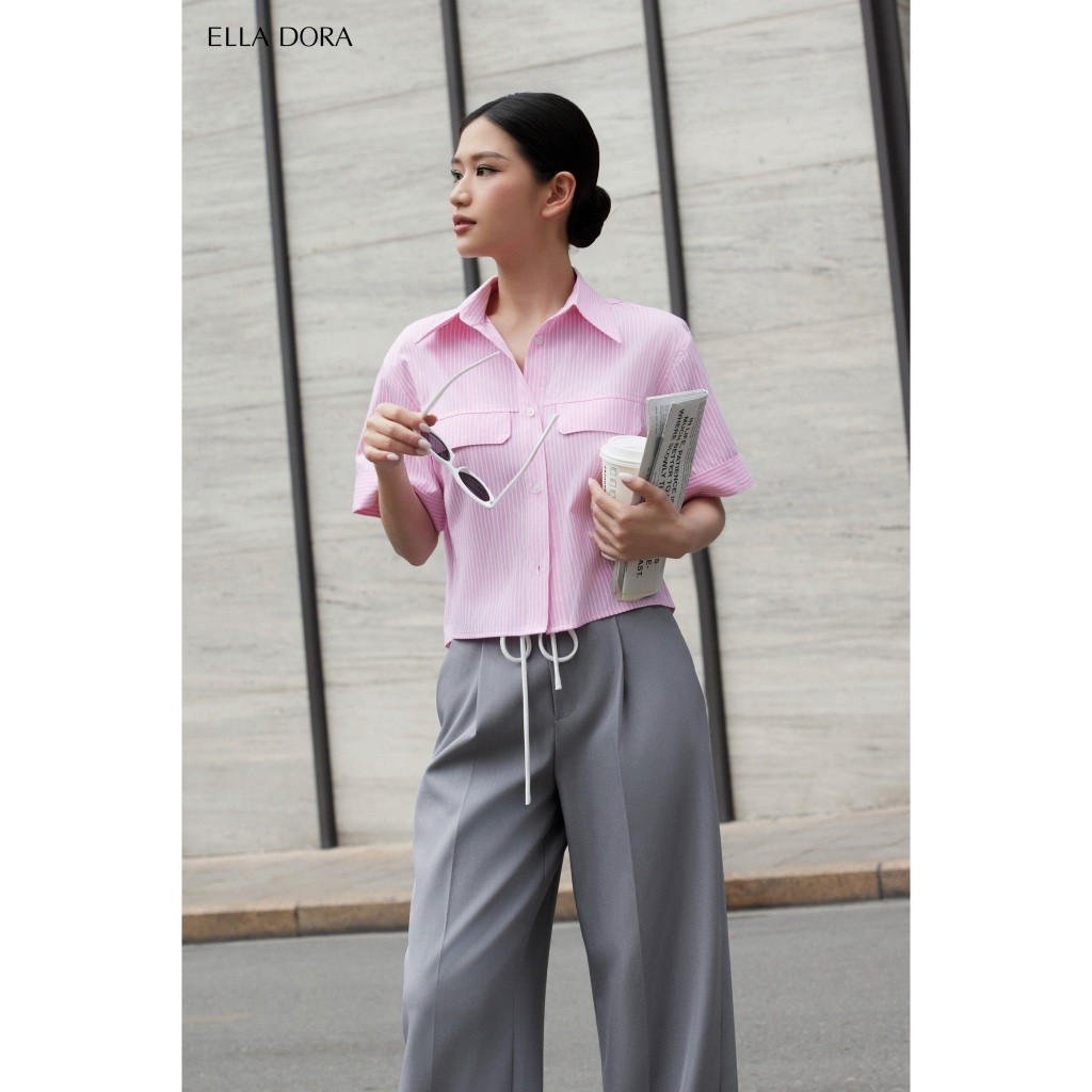 Quần ống rộng nữ ELLA DORA dáng dài form chuẩn thanh lịch dễ phối đồ công sở 2 màu Đen/Ghi [Q32]