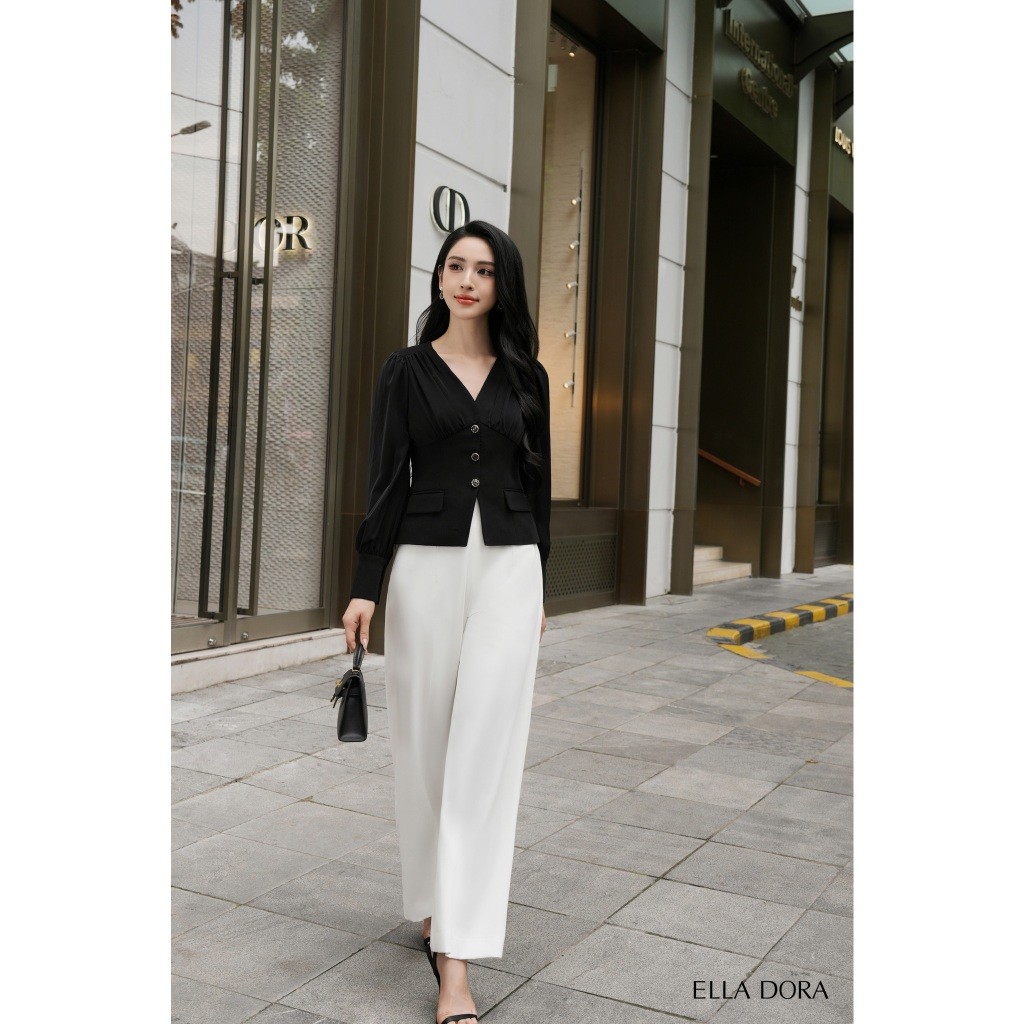 Quần tây nữ  ELLA DORA dáng suông cạp cao form đẹp thanh lịch dễ phối đồ 2 màu ĐEN/TRẮNG [Q30]