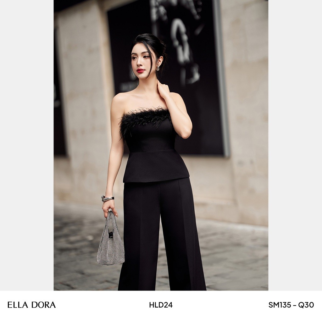 Áo cúp ngực nữ ELLA DORA peplum phối lông 2 lớp form gọn tôn dáng sang trọng  thanh lịch [SM135]