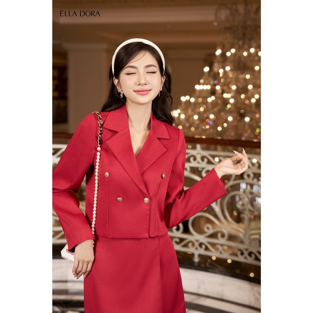Áo khoác nữ ELLA DORA dạ Tweed thiết kế dáng ngắn cổ ve form tôn dáng thanh lịch sang trọng  [KV11]