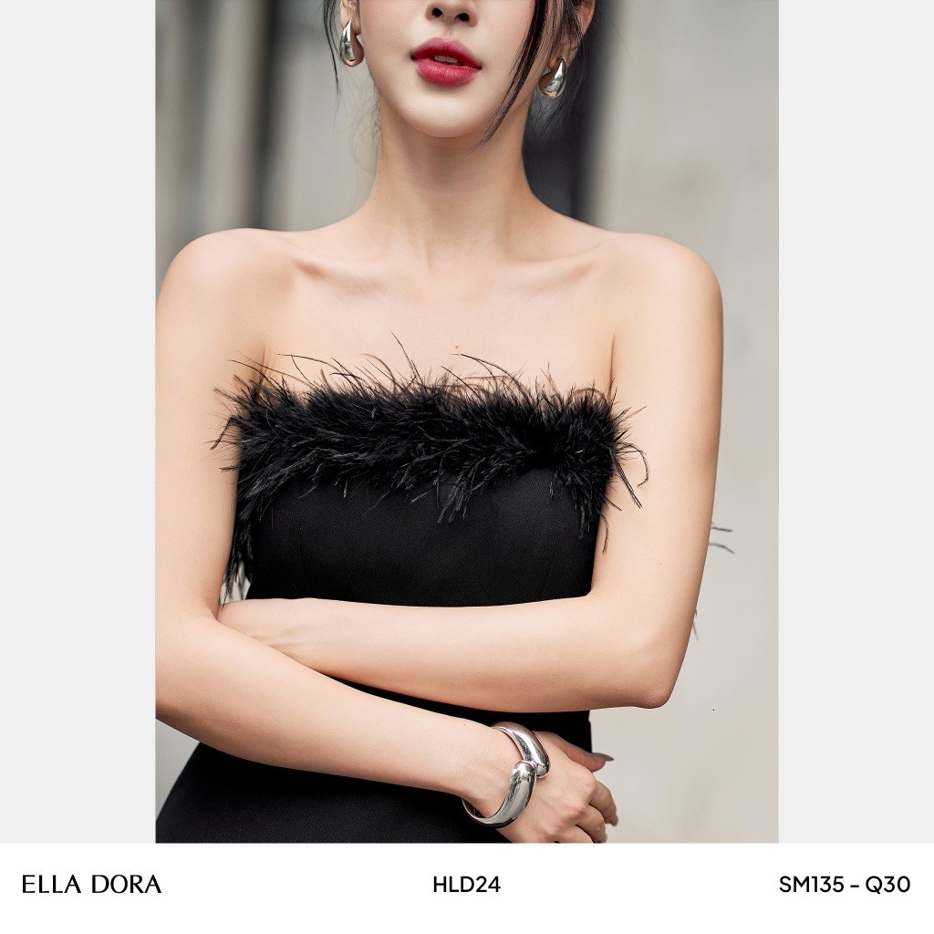 Áo cúp ngực nữ ELLA DORA peplum phối lông 2 lớp form gọn tôn dáng sang trọng  thanh lịch [SM135]