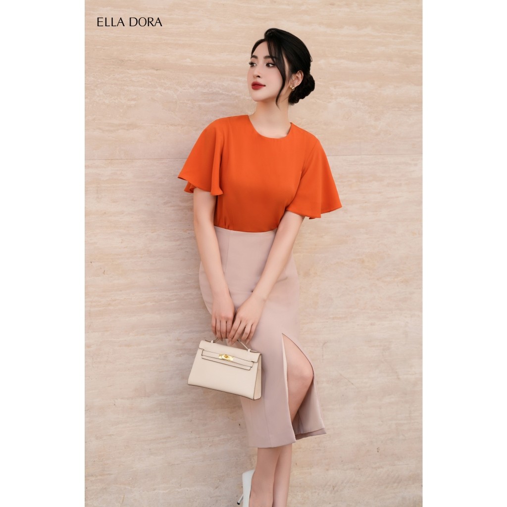 Chân váy ôm nữ ELLA DORA dáng dài xẻ trước form bút chì tôn dáng thanh lịch 2 màu ĐEN/NÂU BE [CV140]